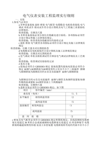 电气仪表安装工程监理实施细则