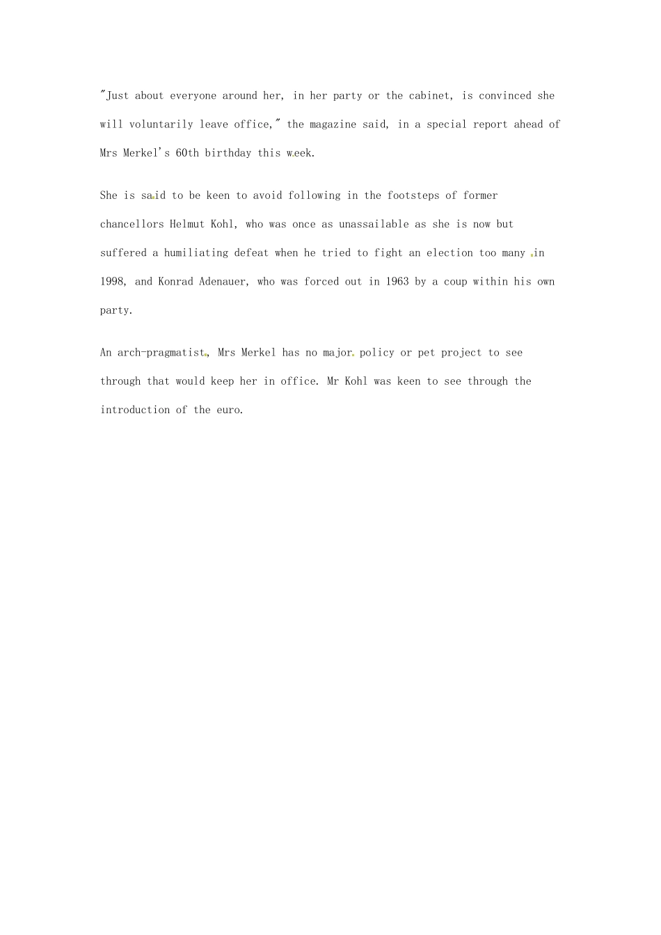 （每日一读）2014年7月高考英语考前突破 阅读理解能力 国际时事要闻 默克尔考虑2017年大选前离任_第3页
