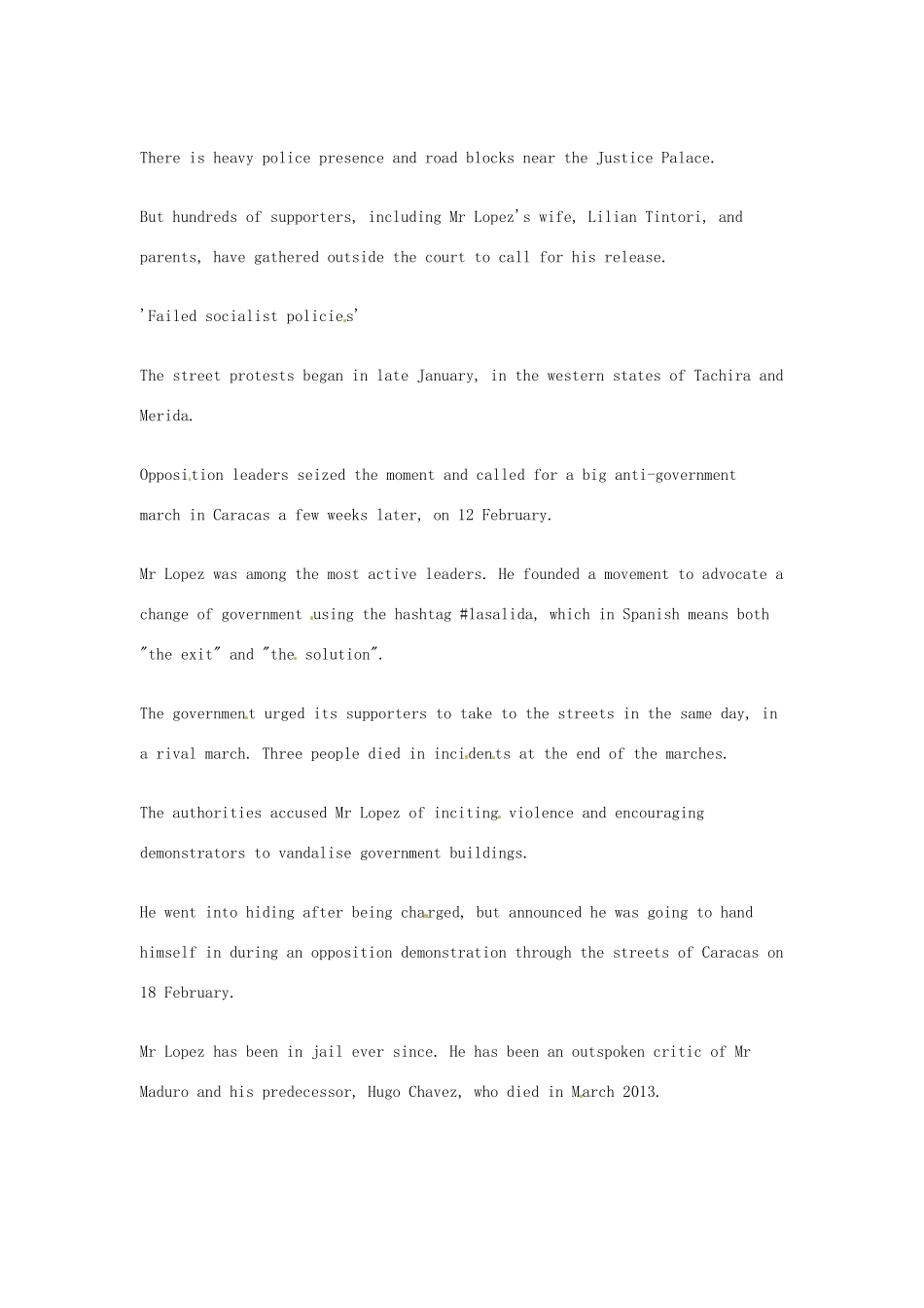 （每日一读）2014年7月高考英语考前突破 阅读理解能力 国际时事要闻 委内瑞拉反对派领导洛佩斯受到审判_第2页