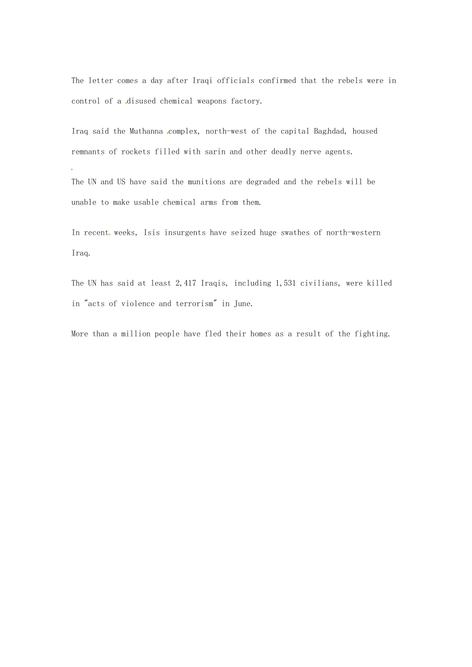 （每日一读）2014年7月高考英语考前突破 阅读理解能力 国际时事要闻 伊拉克反政府武装“已夺得核材料”_第2页