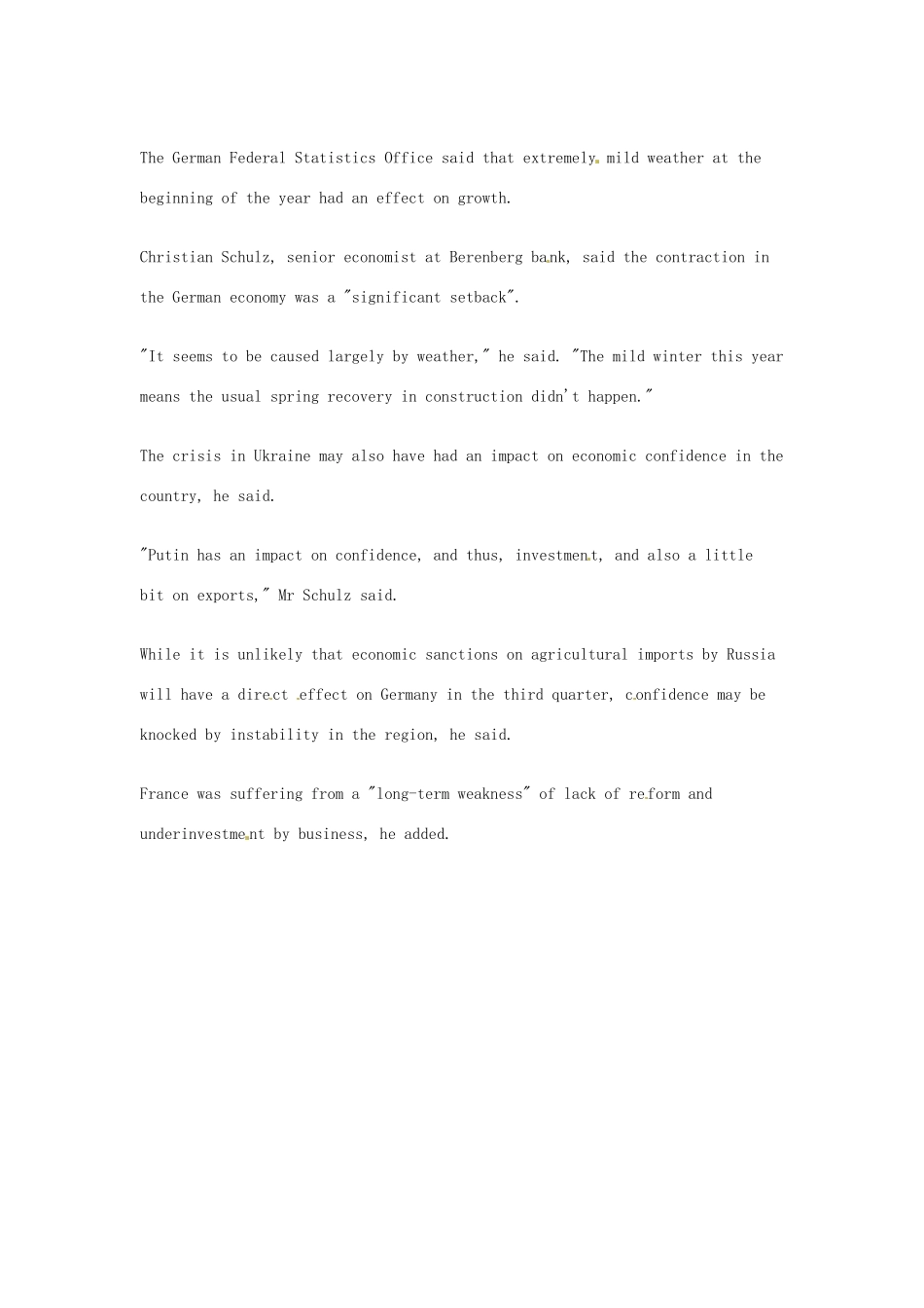 （每日一读）2014年高考英语8月考前突破 阅读理解能力 财经新闻 2014第二季德法经济步履蹒跚素材_第2页