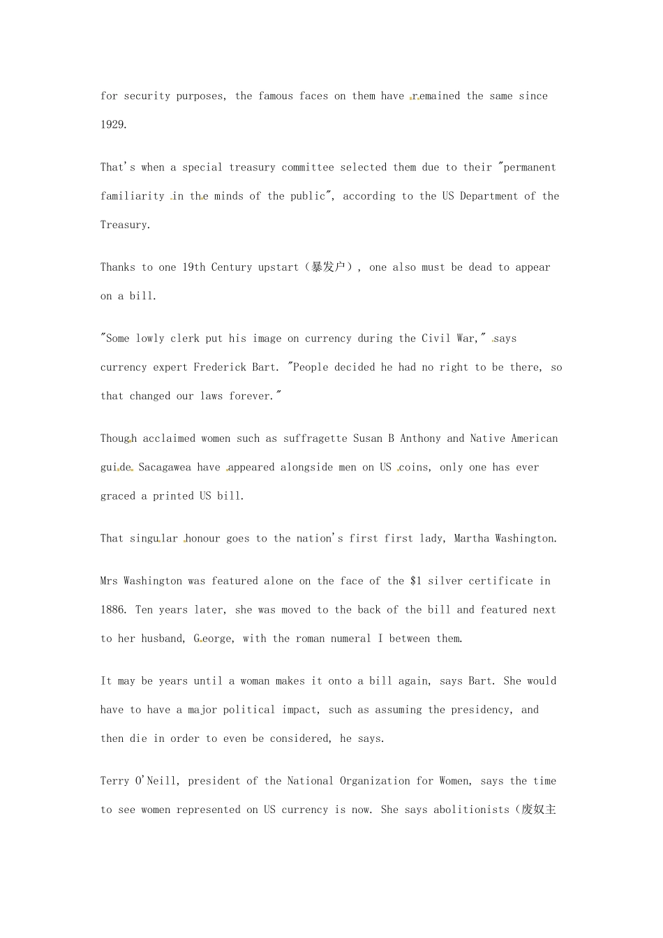 （每日一读）2014年高考英语8月考前突破 阅读理解能力 财经新闻 美元上将出现女性头像素材_第2页