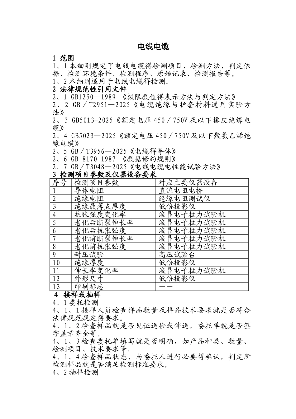 电线电缆检测作业指导书_第1页