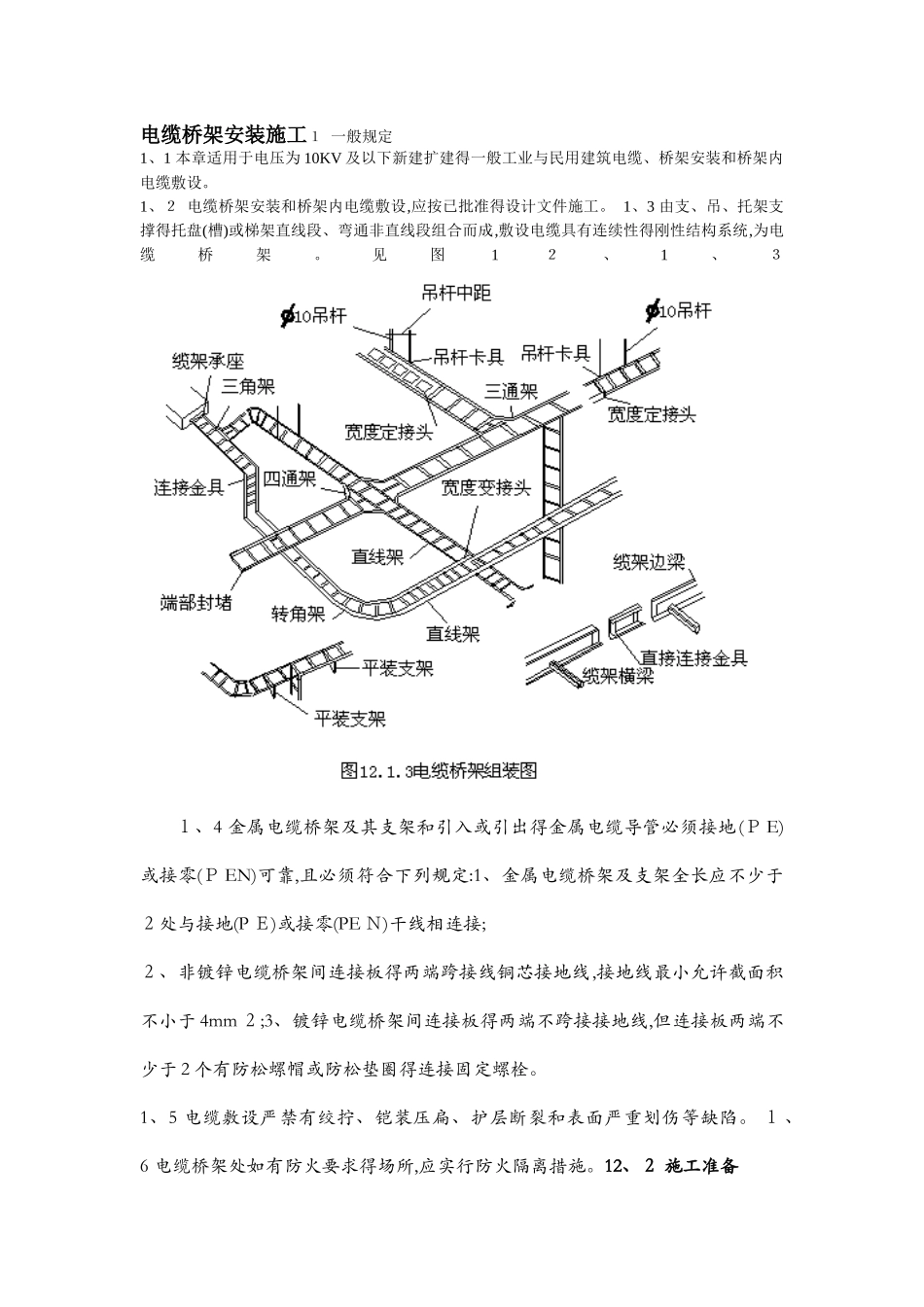 电缆桥架施工方案及质量验收标准_第1页