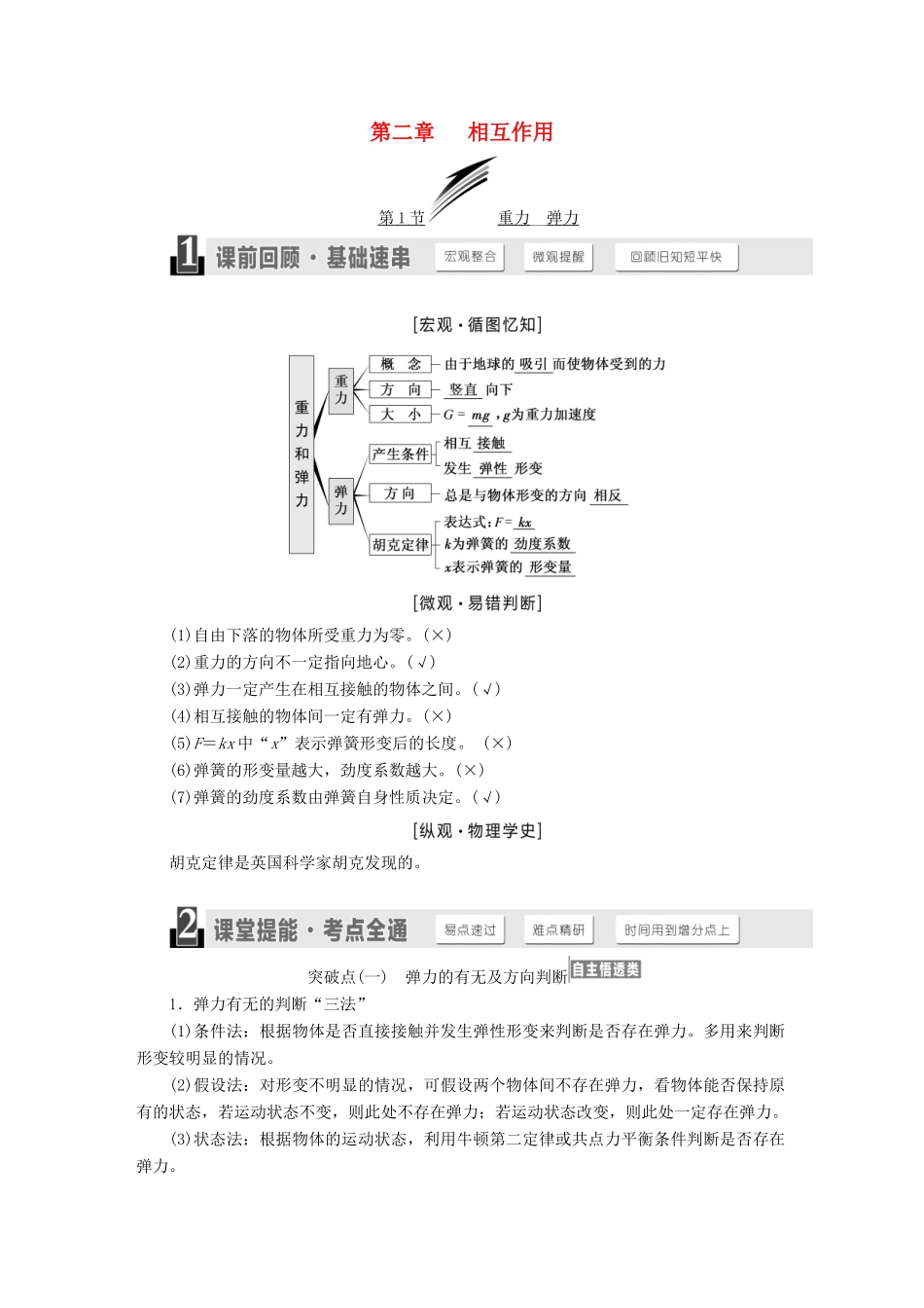 （江苏专版）高考物理一轮复习 第二章 相互作用学案-人教版高三全册物理学案_第1页
