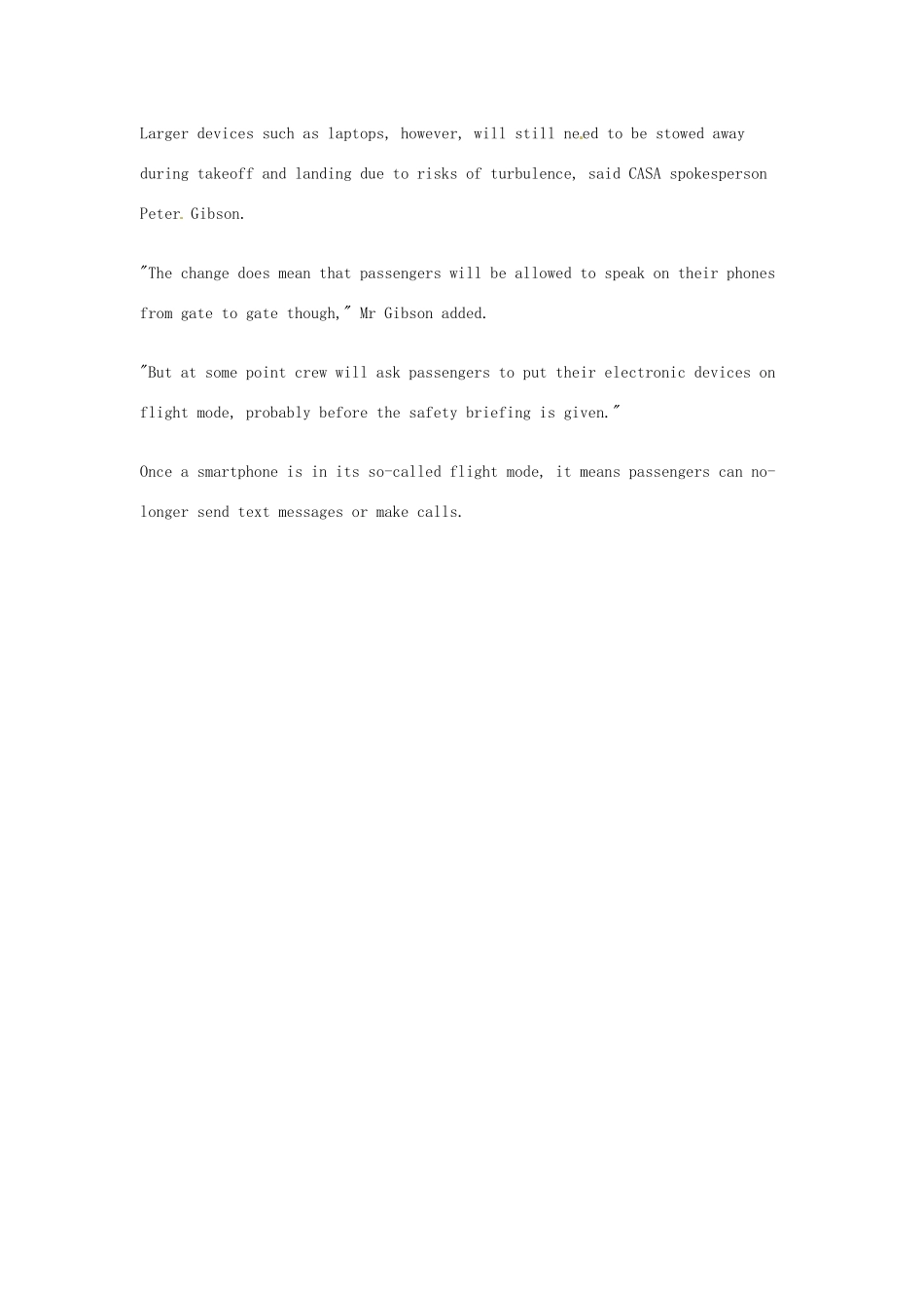 （每日一读）2014年高考英语8月考前突破 阅读理解能力 社会生活 澳洲航空将允许使用电子设备素材_第2页