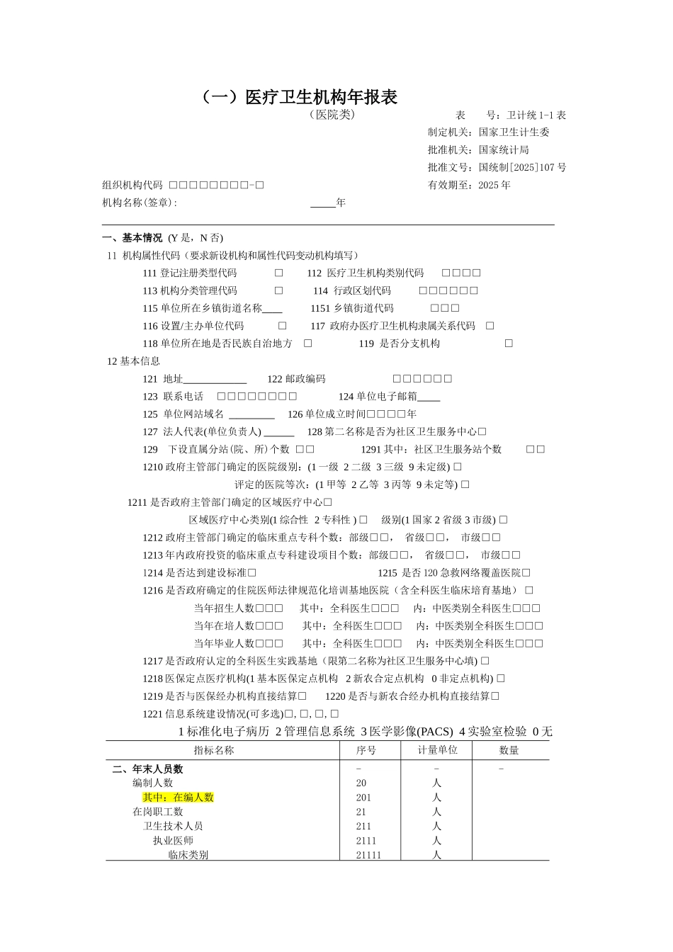 疗医卫生机构年报表--大学毕设论文_第1页