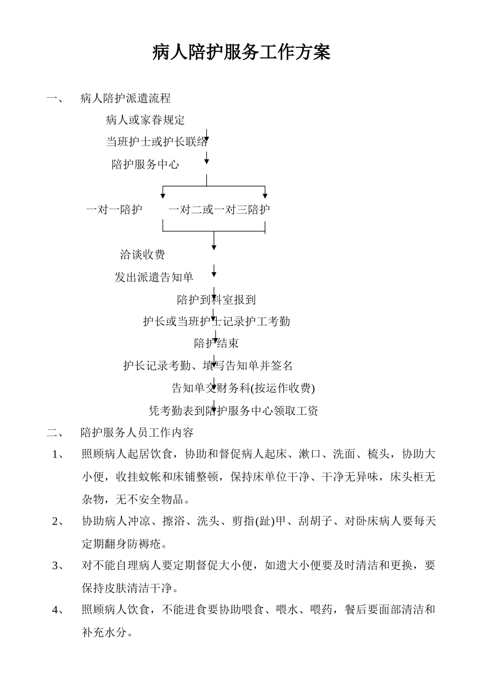 病人陪护服务工作方案_第1页