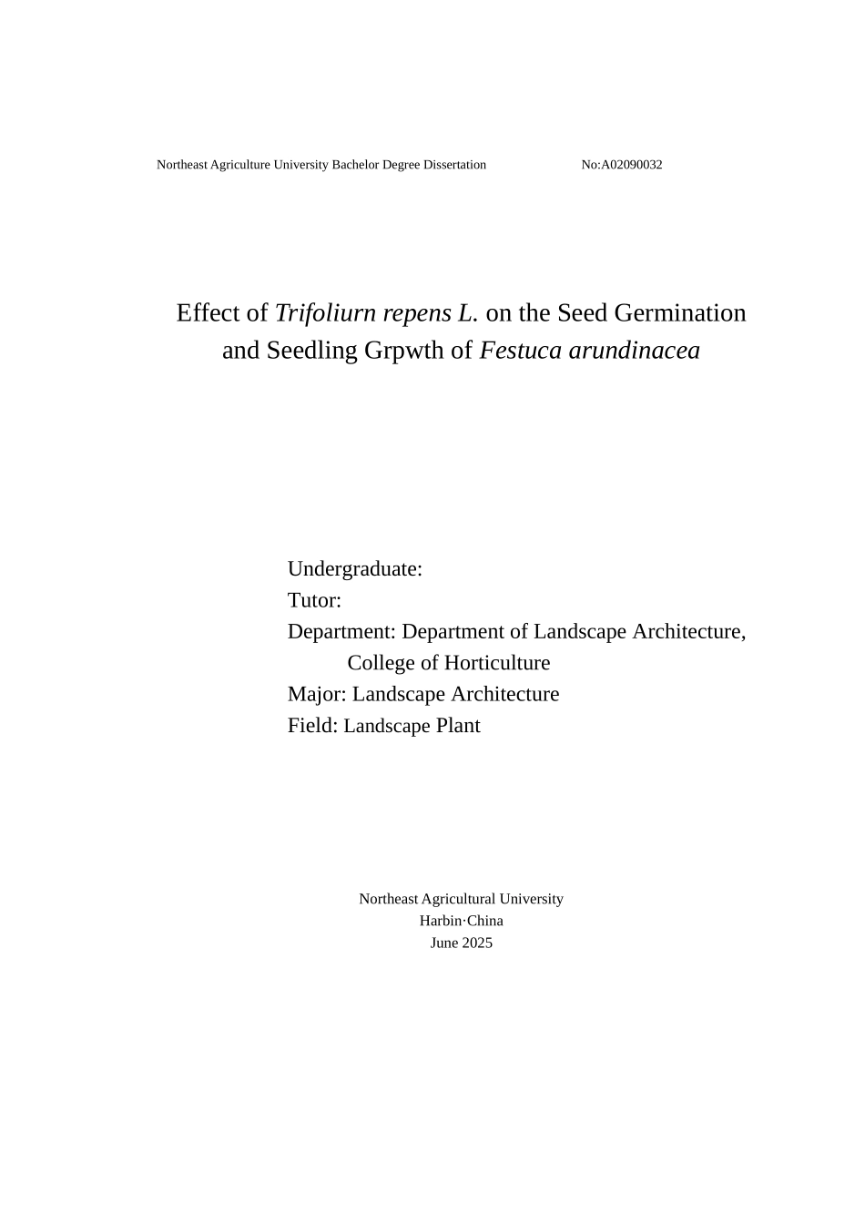 白三叶水浸液对高羊茅种子的化感作用-学士学位论文_第2页