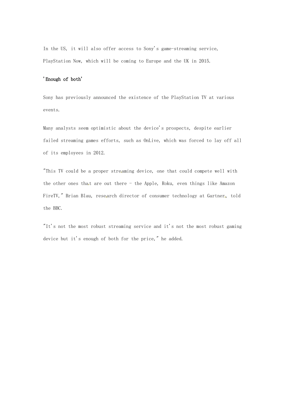 （每日一读）2014年高考英语8月考前突破 阅读理解能力 社会生活 索尼PS TV发布日期确定素材_第2页