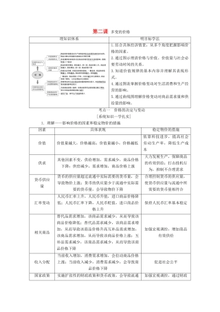 （江苏专版）高考政治一轮复习 第一单元 生活与消费 第二课 多变的价格学案 新人教版必修1-新人教版高三必修1政治学案