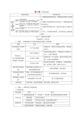 （江苏专版）高考政治一轮复习 第一单元 生活与消费 第三课 多彩的消费学案 新人教版必修1-新人教版高三必修1政治学案