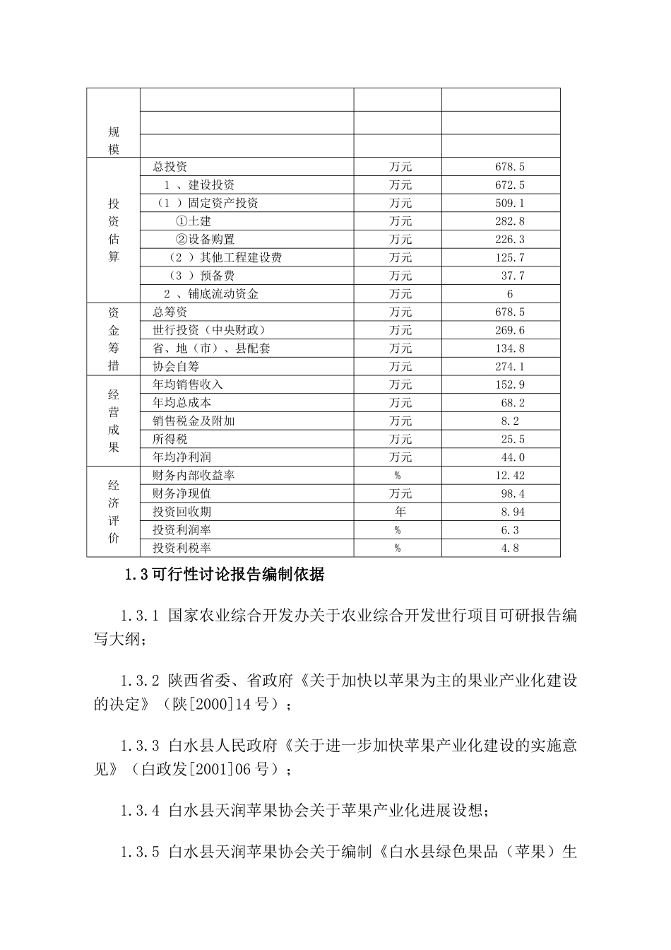 白水县绿色果品生产科技综合示范项目可行性研究报告_第3页