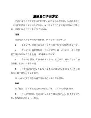 皮革皮包护理方案