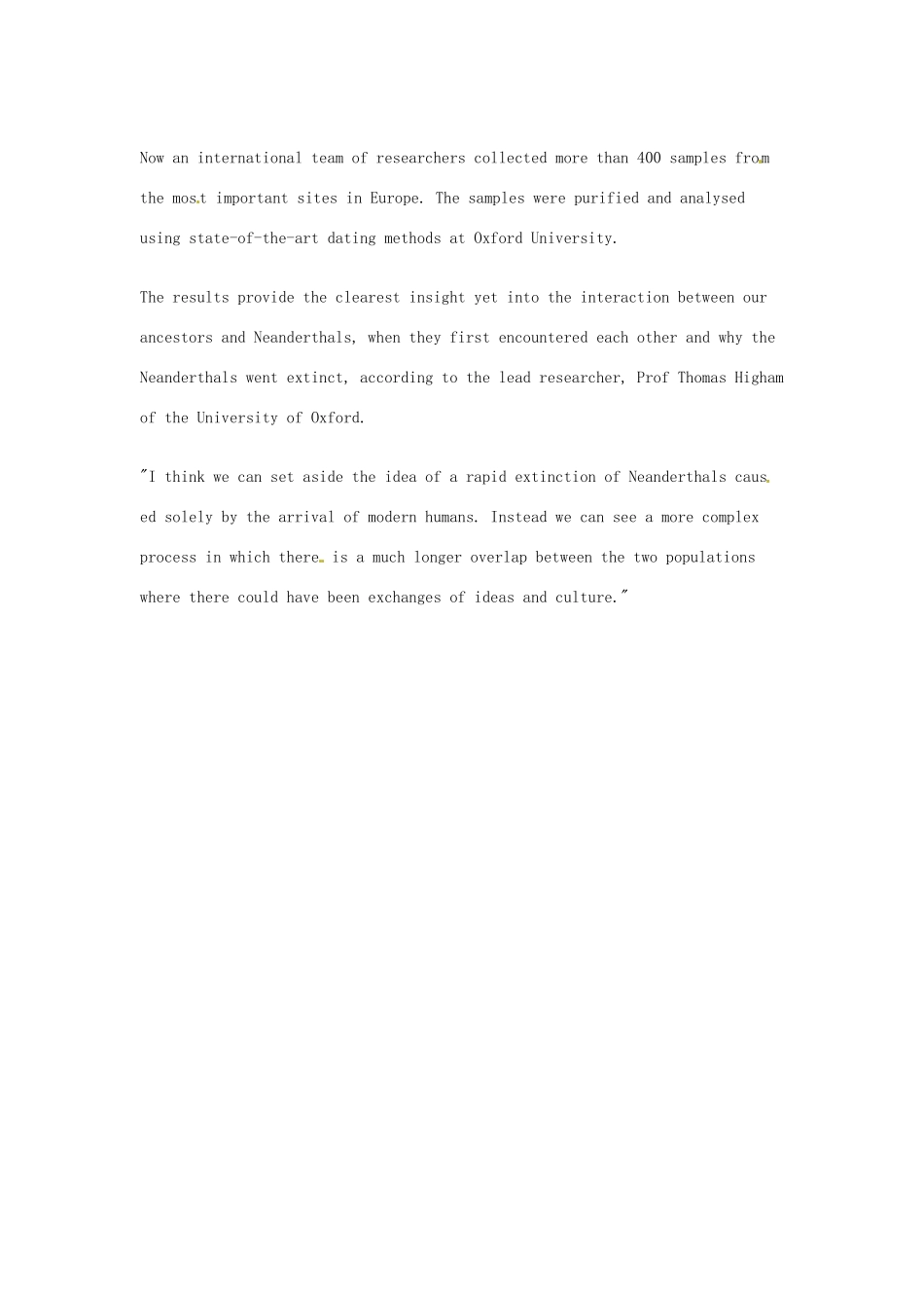 （每日一读）2014年高考英语8月考前突破 阅读理解能力 文化教育 穴居人存在的时间将被改写素材_第2页