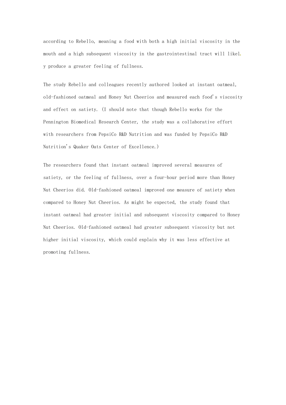 （每日一读）2014年高考英语8月考前突破 阅读理解能力 文化教育 燕麦为何让人有饱腹感素材_第2页