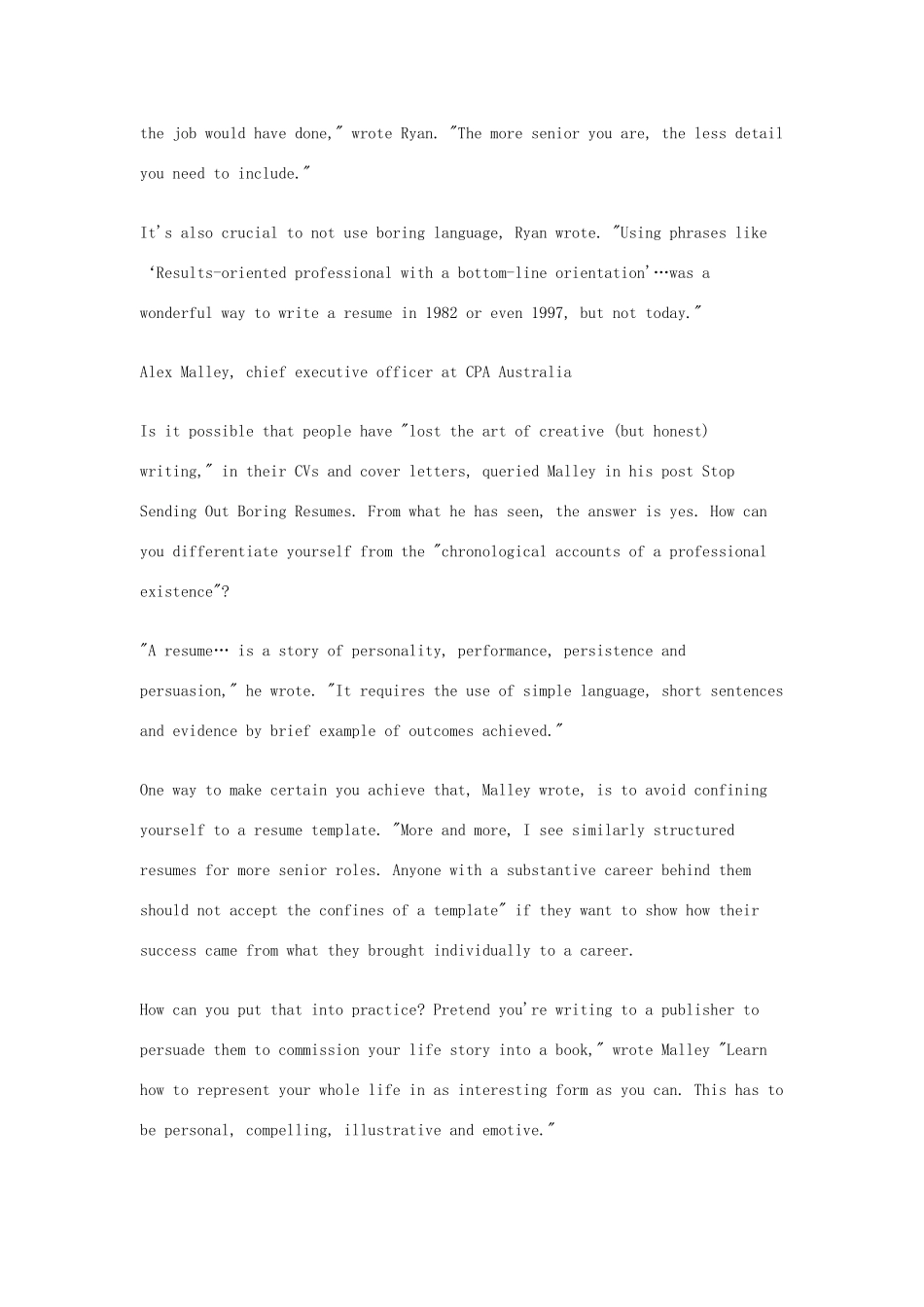 （每日一读）2014年高考英语8月考前突破 阅读理解能力 文化教育 找工作难可能因简历太平庸素材_第2页