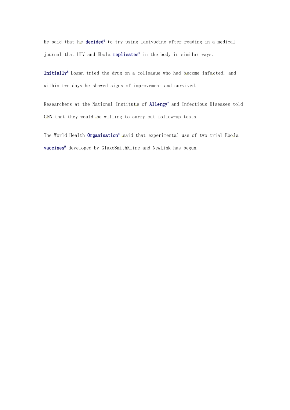 （每日一读）高考英语考前突破 阅读理解能力 国际时事要闻 利比里亚医生用抗HIV药治疗埃博拉获奇效素材_第2页