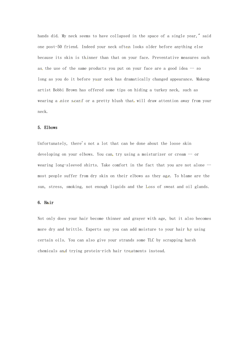 （每日一读）高考英语考前突破 阅读理解能力 文化教育 暴露年龄的六大身体部位素材 _第3页