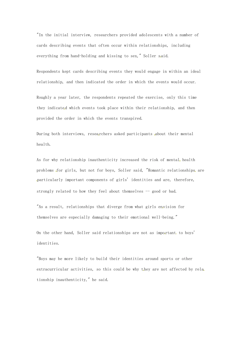 （每日一读）高考英语考前突破 阅读理解能力 文化教育 感情问题对少女的精神健康有严重影响素材 _第2页