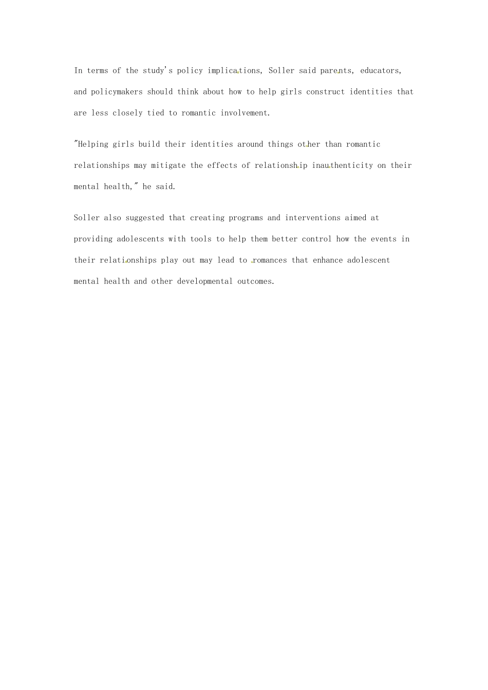 （每日一读）高考英语考前突破 阅读理解能力 文化教育 感情问题对少女的精神健康有严重影响素材 _第3页