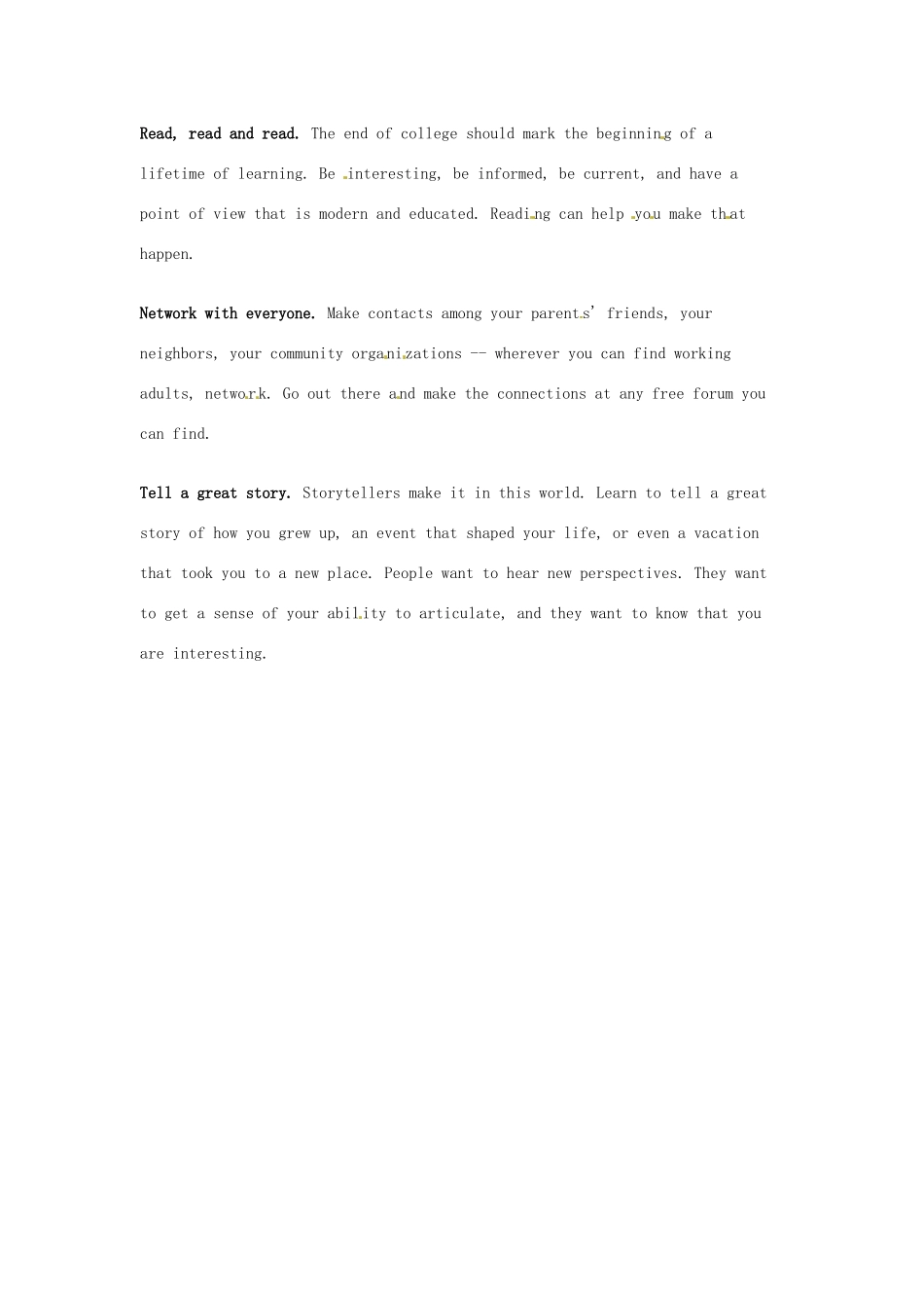 （每日一读）高考英语考前突破 阅读理解能力 文化教育 给求职毕业生的五条建议素材 _第2页