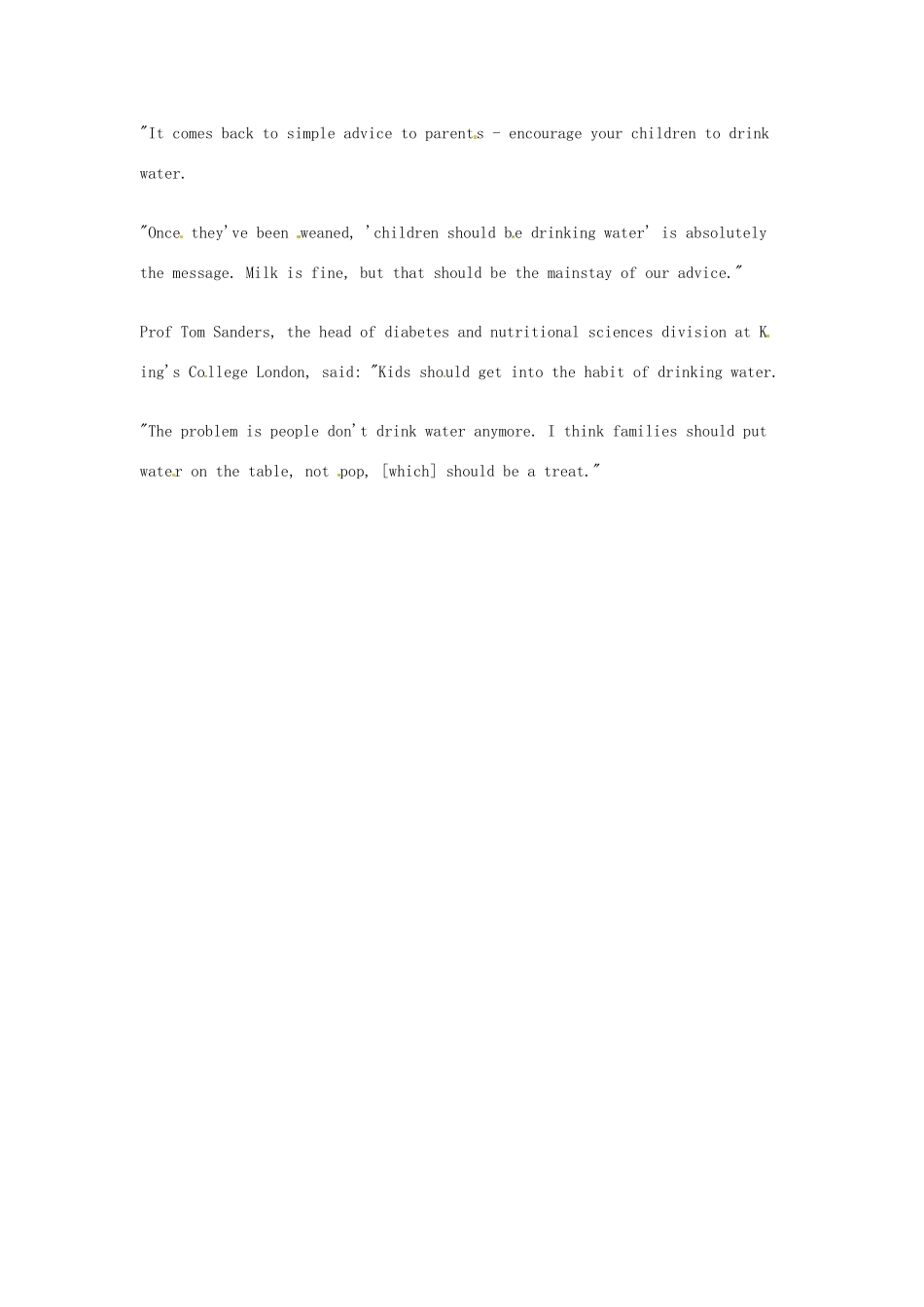 （每日一读）高考英语考前突破 阅读理解能力 文化教育 喝水能帮助儿童对付肥胖问题素材 _第2页