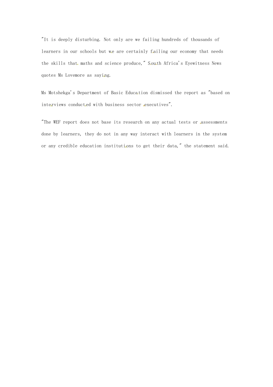 （每日一读）高考英语考前突破 阅读理解能力 文化教育 南非理科教育水平世界最差素材 _第2页