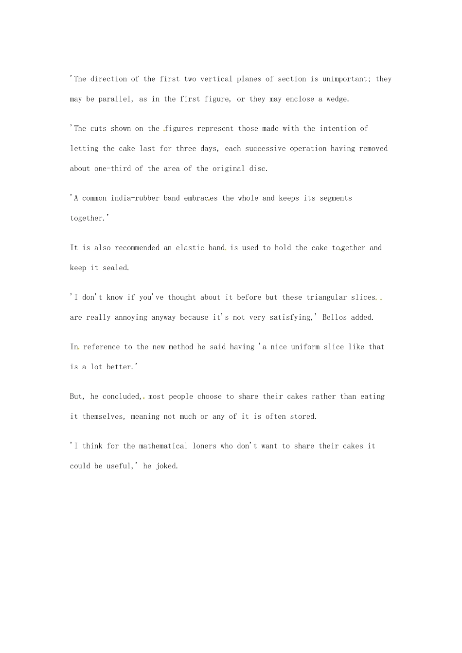 （每日一读）高考英语考前突破 阅读理解能力 文化教育 切蛋糕的最佳方式素材 _第3页