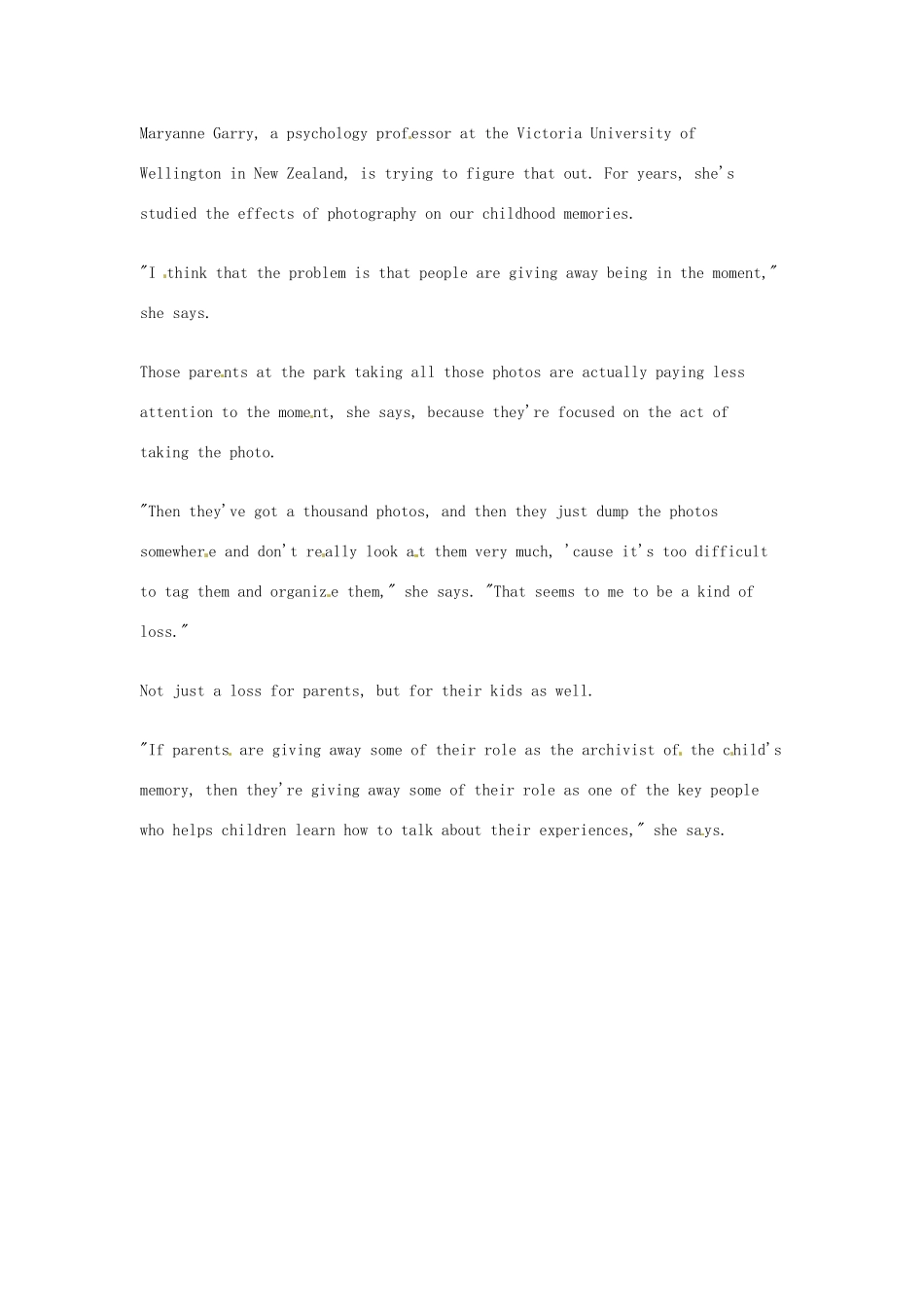 （每日一读）高考英语考前突破 阅读理解能力 文化教育 人们拍照片越多 感受和体验就越少素材 _第2页