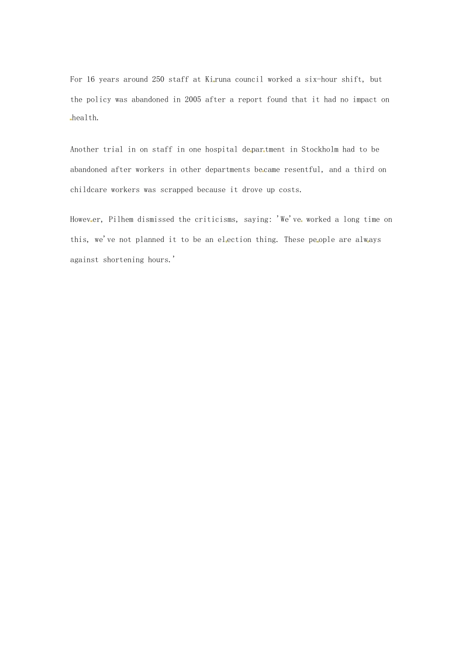 （每日一读）高考英语考前突破 阅读理解能力 文化教育 瑞典正试行6小时工作制素材 _第2页