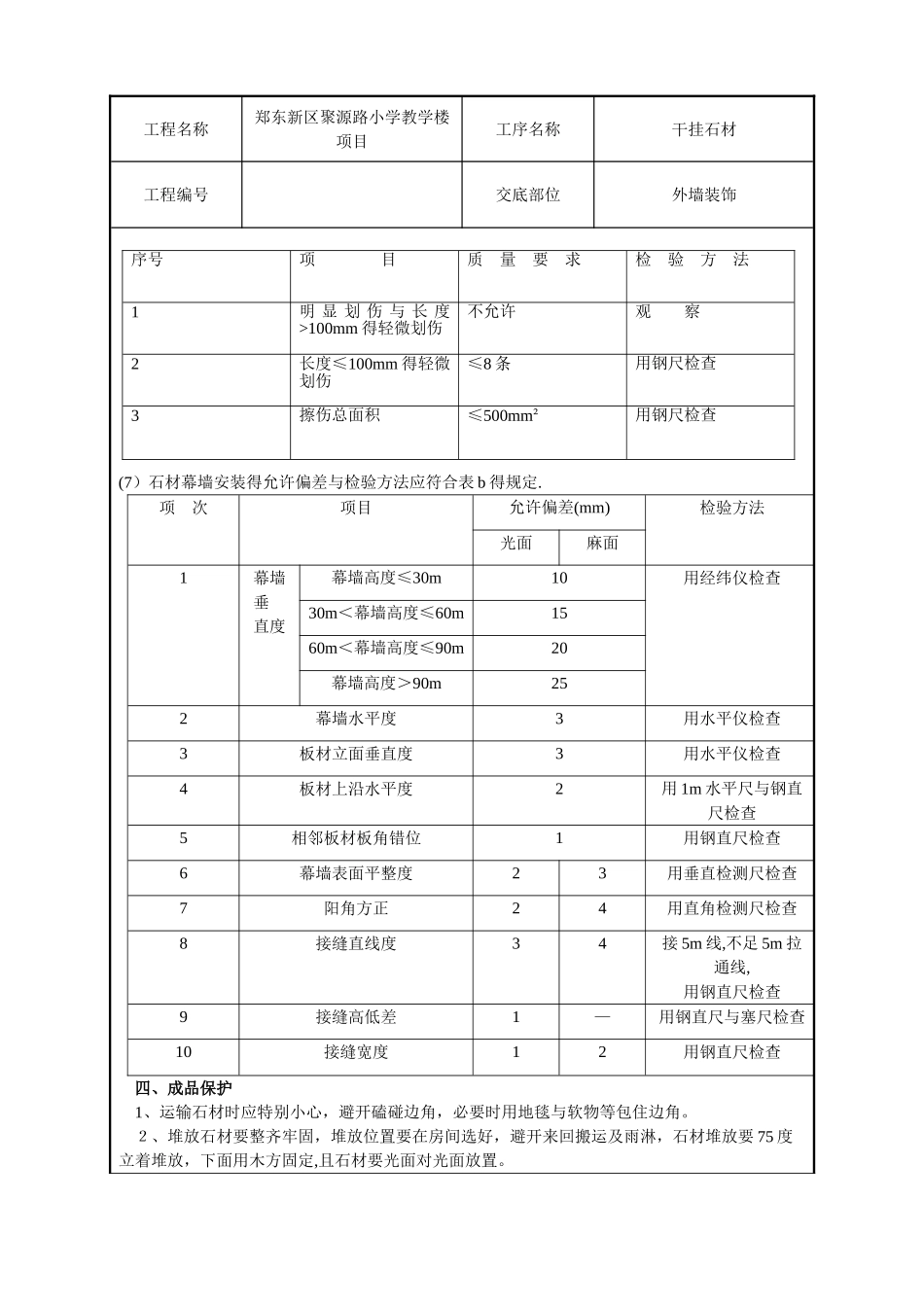 石材挂板施工技术交底_第3页