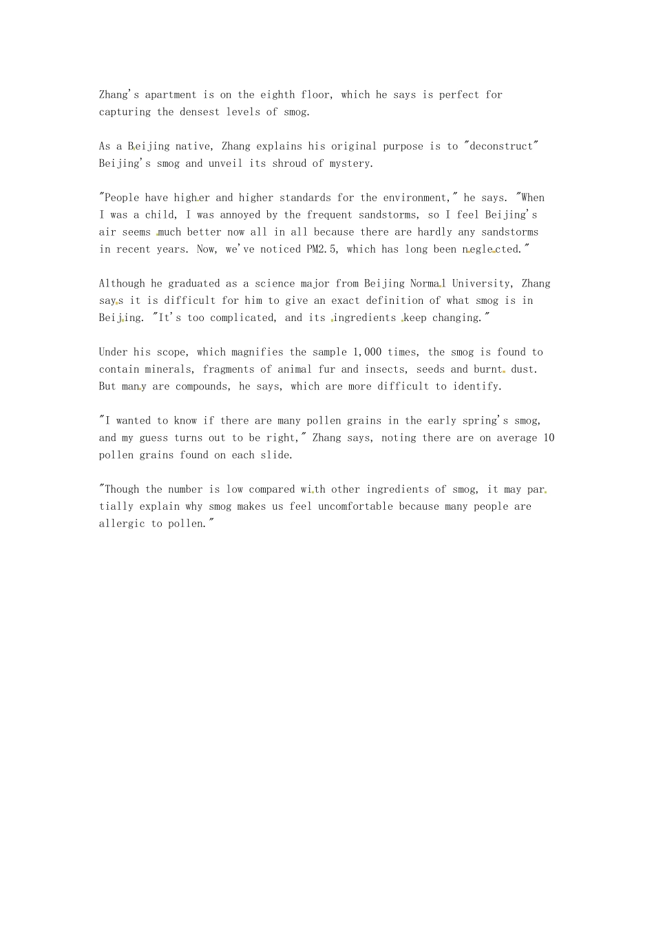 （每日一读）高考英语考前突破 阅读理解能力 文化教育 显微镜下的雾霾颗粒素材 _第2页