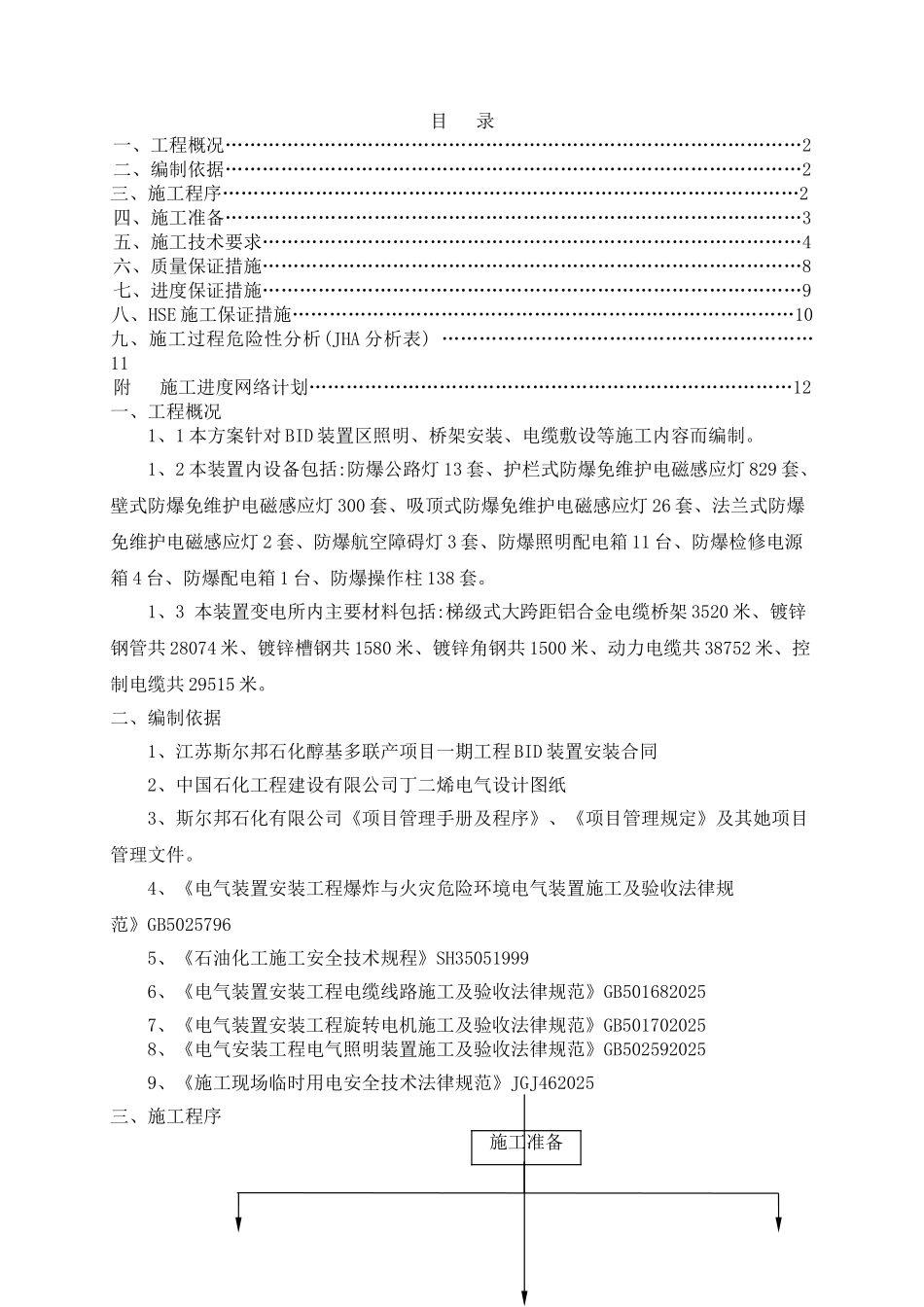 石油化工电气施工方案_第1页
