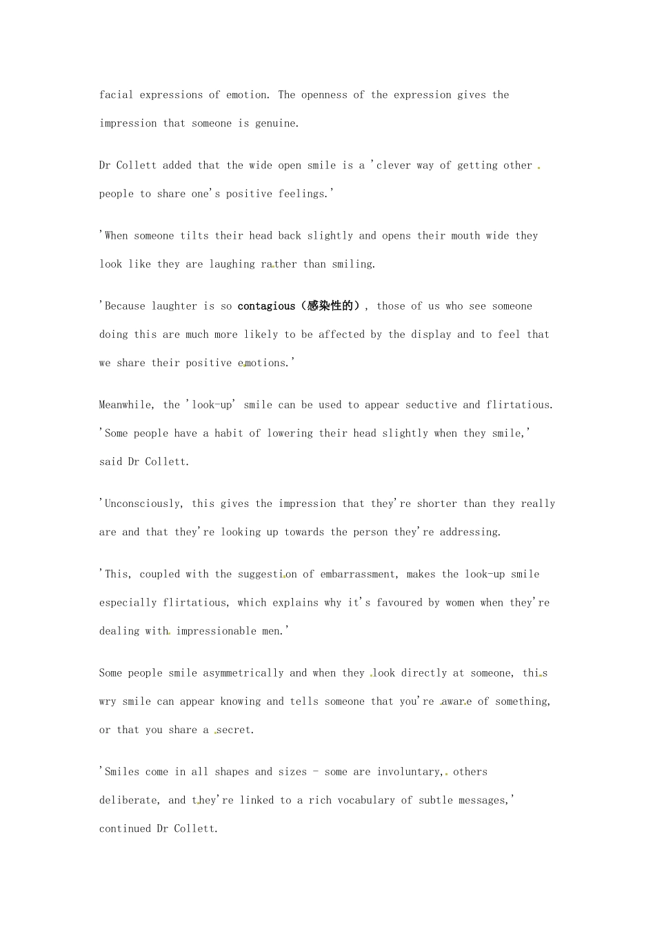 （每日一读）高考英语考前突破 阅读理解能力 文化教育 笑容能改变他人对你的看法素材 _第2页