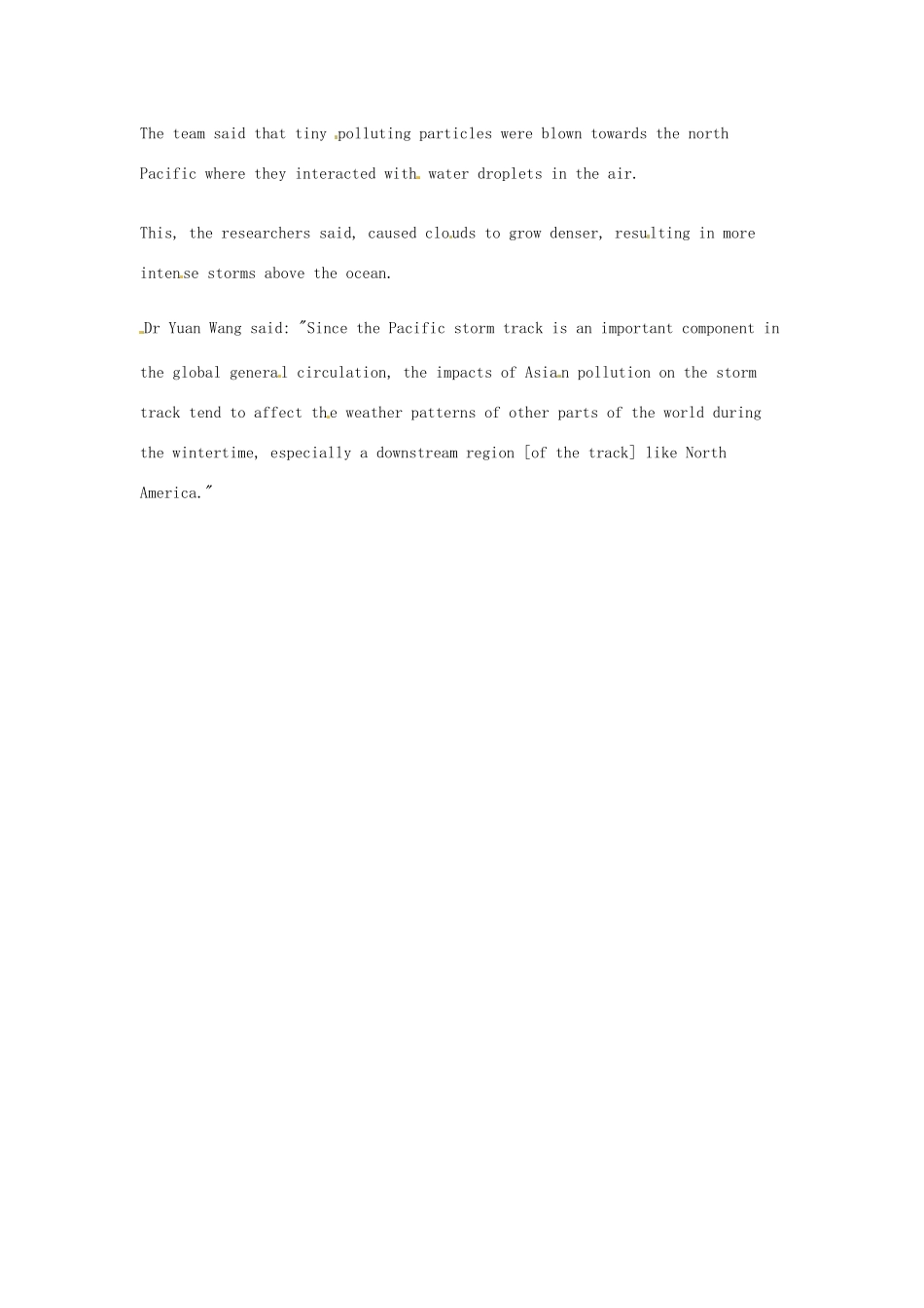 （每日一读）高考英语考前突破 阅读理解能力 文化教育 亚洲空气污染使太平洋风暴得到增强素材 _第2页