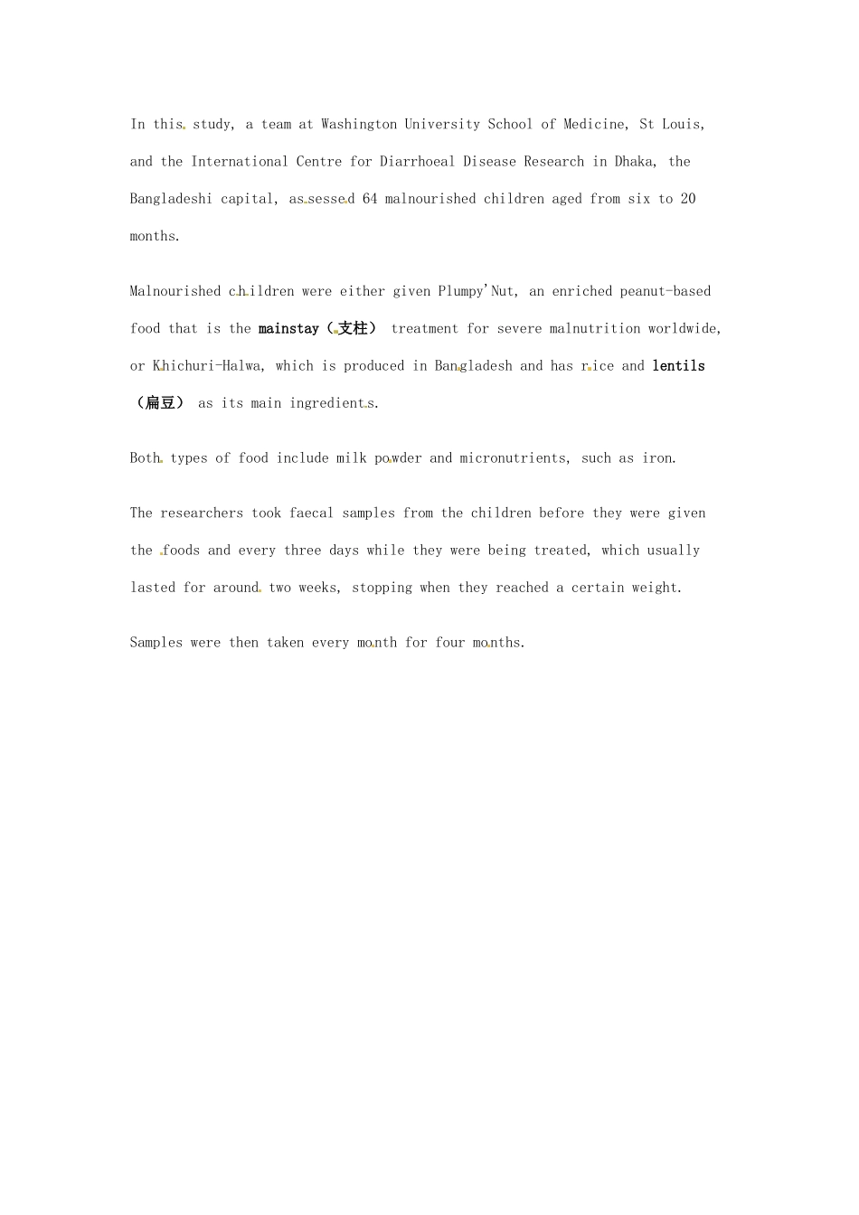 （每日一读）高考英语考前突破 阅读理解能力 文化教育 营养不良影响肠健康素材 _第2页