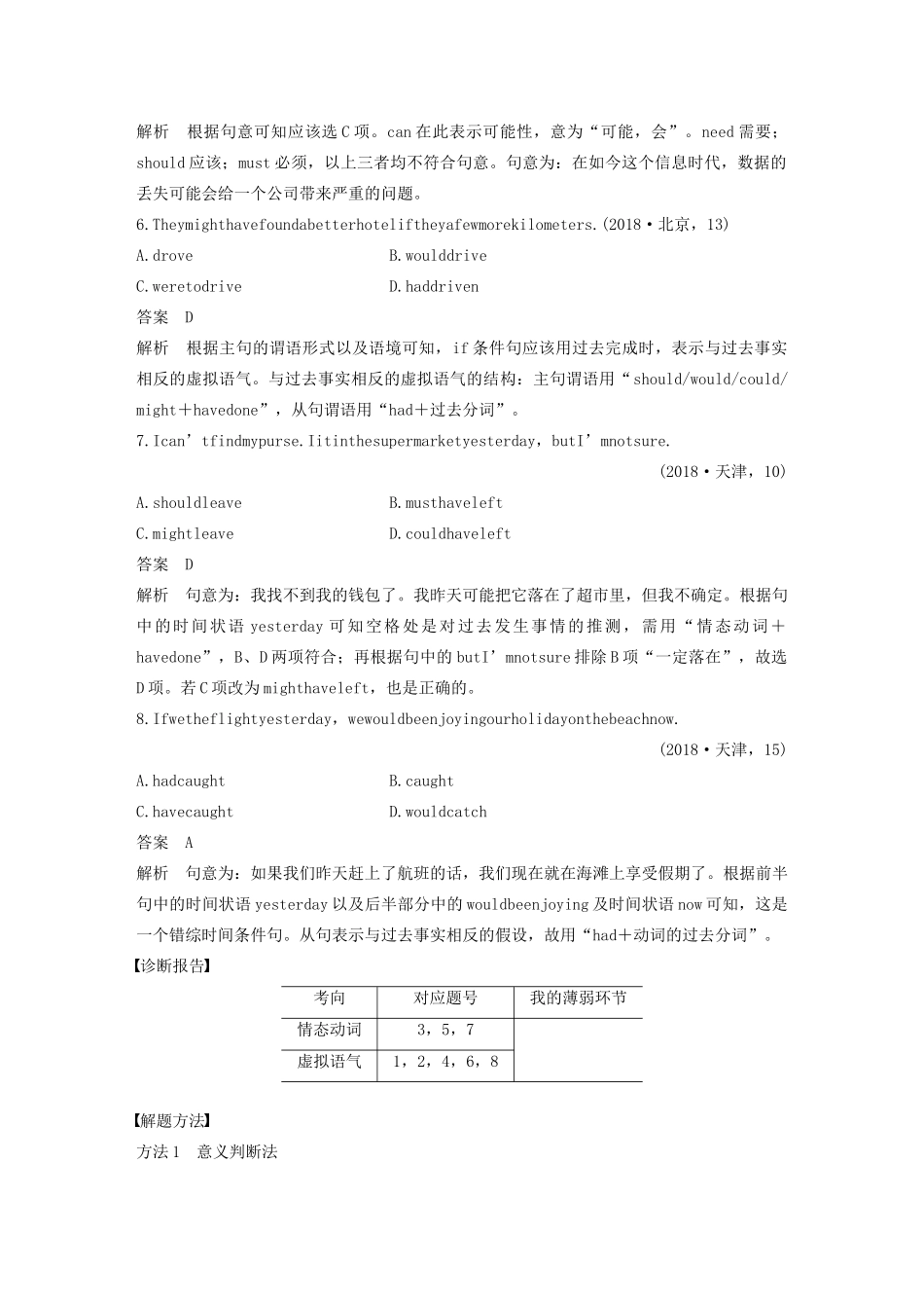 （江苏专版）高考英语大二轮复习 专题1 语法知识 第四节 情态动词与虚拟语气学案 牛津译林版-牛津版高三全册英语学案_第3页