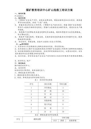 矿山救护工培训方案