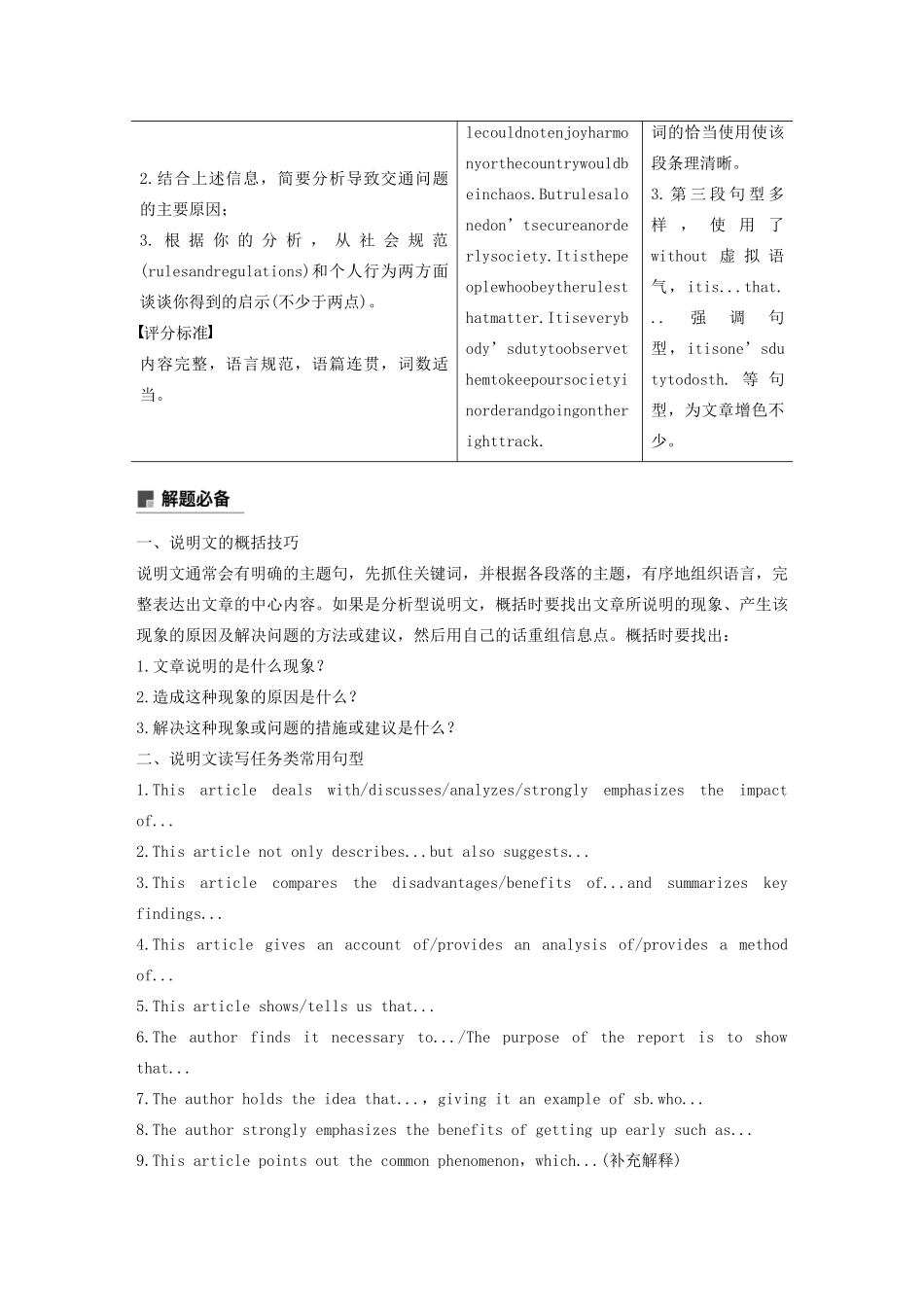 （江苏专版）高考英语大二轮复习 专题5 书面表达 第二节 分类突破训练 三 读写任务类——说明文学案 牛津译林版-牛津版高三全册英语学案_第2页