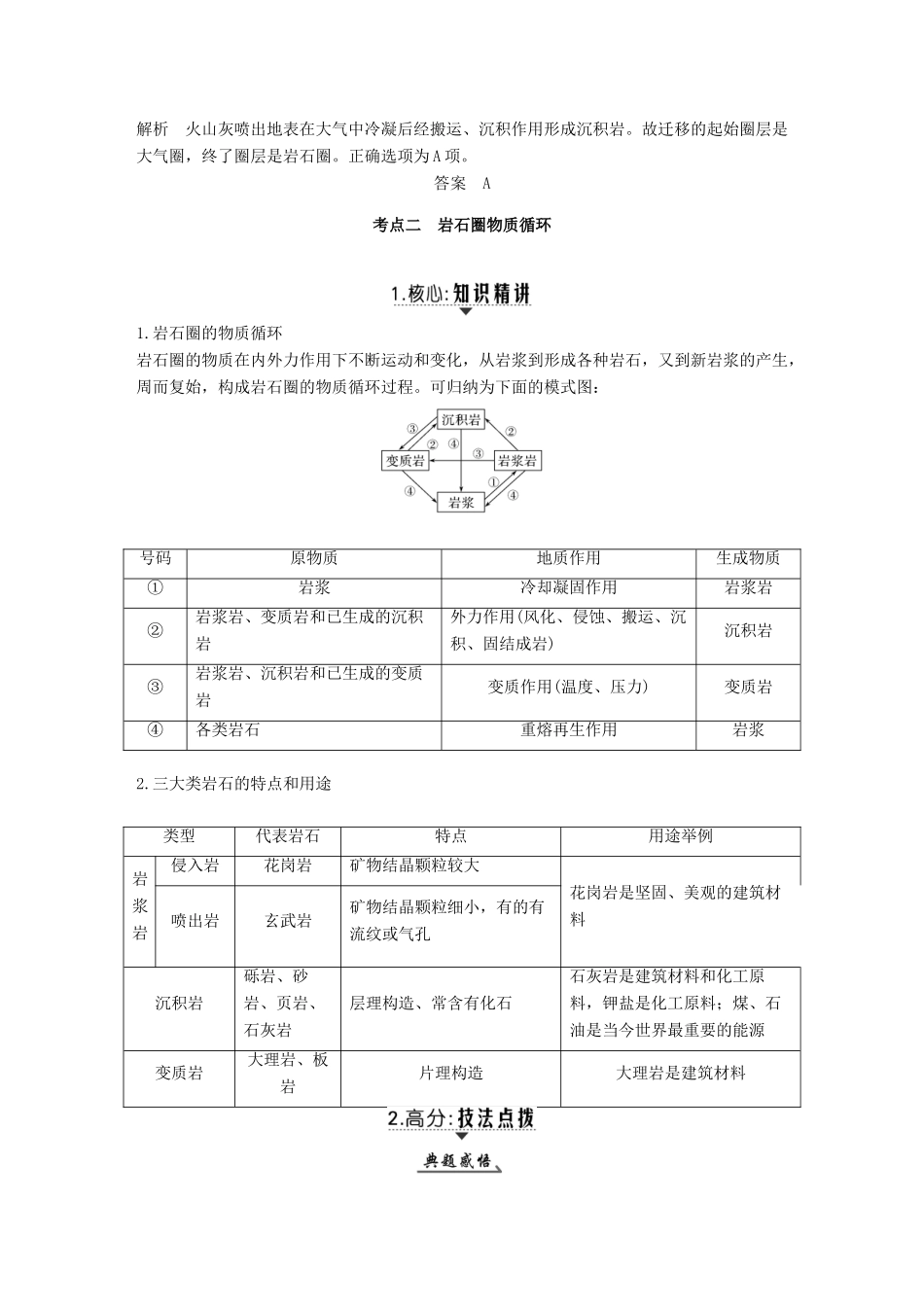（江苏专用）高考地理一轮复习 第一部分 自然地理 第二单元 从地球圈层看地理环境 第6讲 岩石圈的组成和物质循环学案 鲁教版-鲁教版高三全册地理学案_第3页