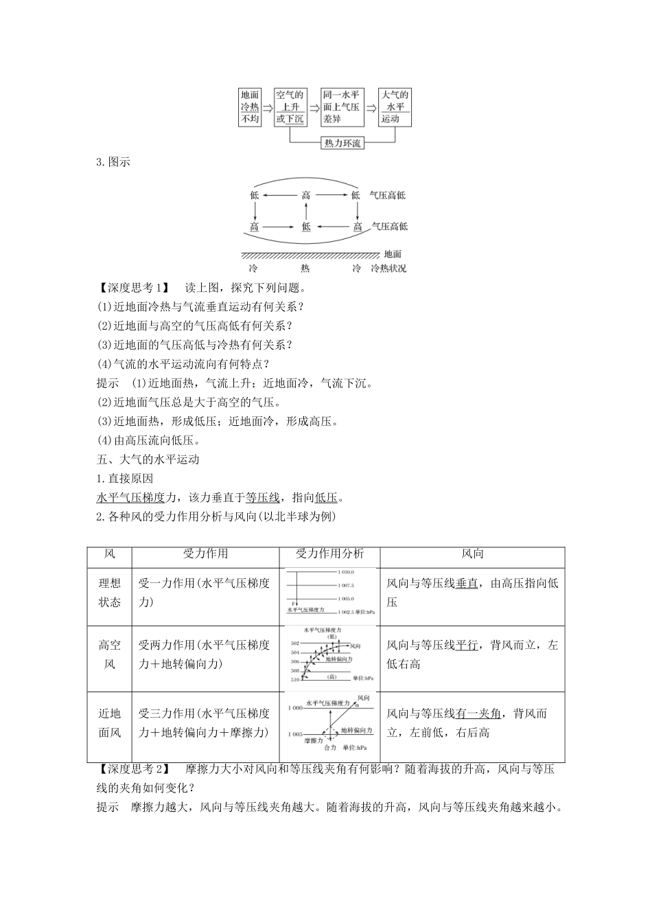 （江苏专用）高考地理一轮复习 第一部分 自然地理 第二单元 从地球圈层看地理环境 第9讲 冷热不均引起大气运动 第1课时学案 鲁教版-鲁教版高三全册地理学案_第3页
