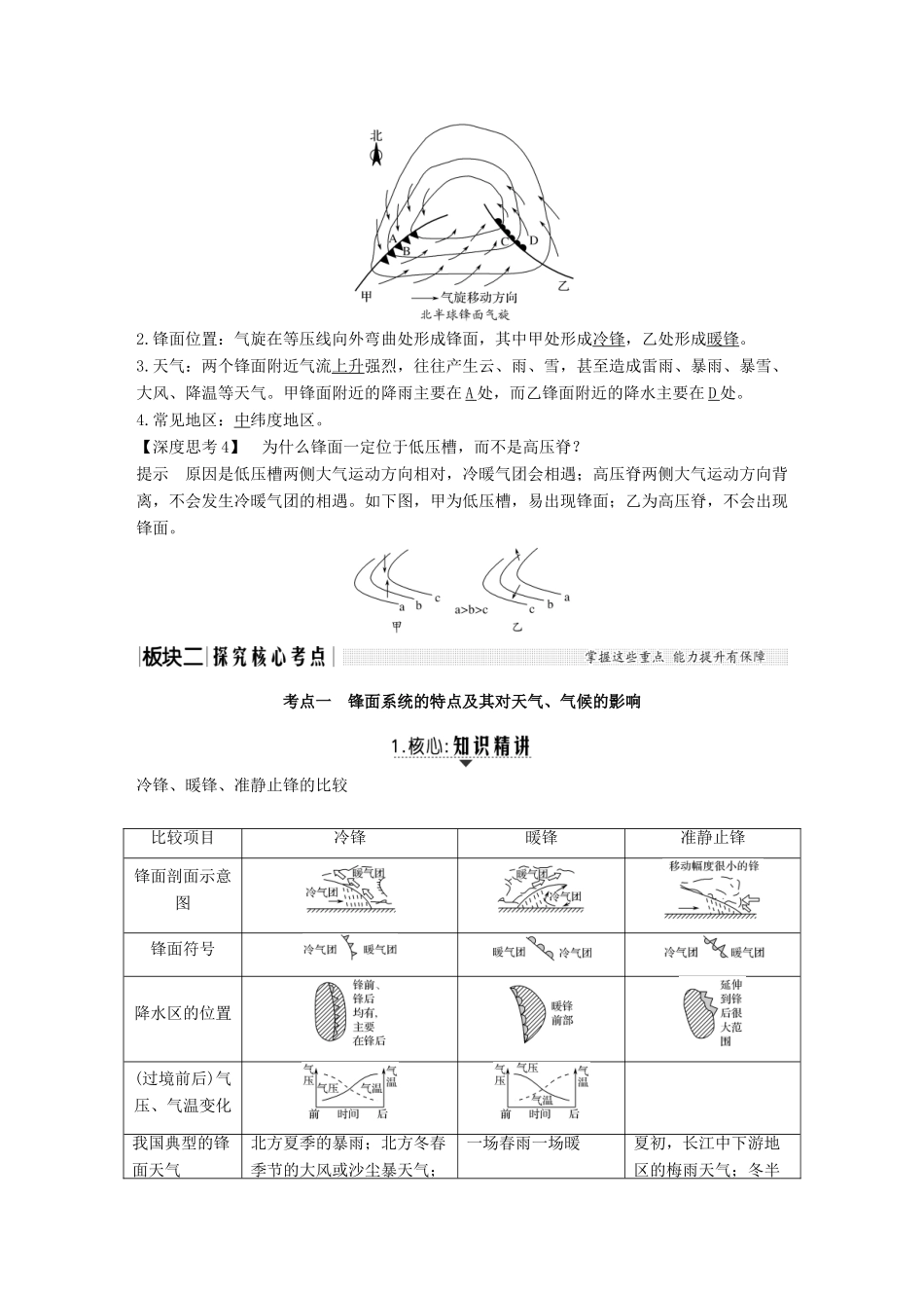 （江苏专用）高考地理一轮复习 第一部分 自然地理 第二单元 从地球圈层看地理环境 第11讲 常见天气系统学案 鲁教版-鲁教版高三全册地理学案_第3页