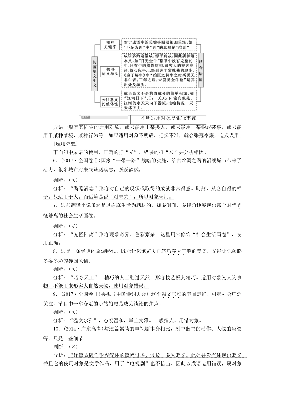 （江苏专版）高考语文一轮复习 第一板块 专题一 第2讲 正确使用成语学案（含解析）-人教版高三全册语文学案_第2页