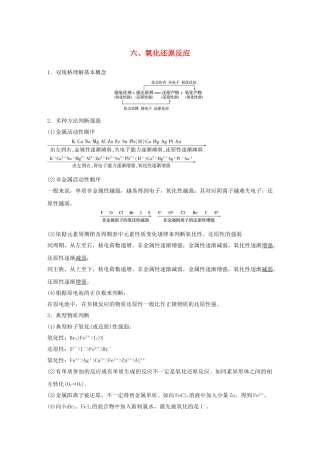 （江苏专用）高考化学大二轮总复习 第一篇 回扣基础排查考点 六 氧化还原反应素材-人教版高三全册化学素材