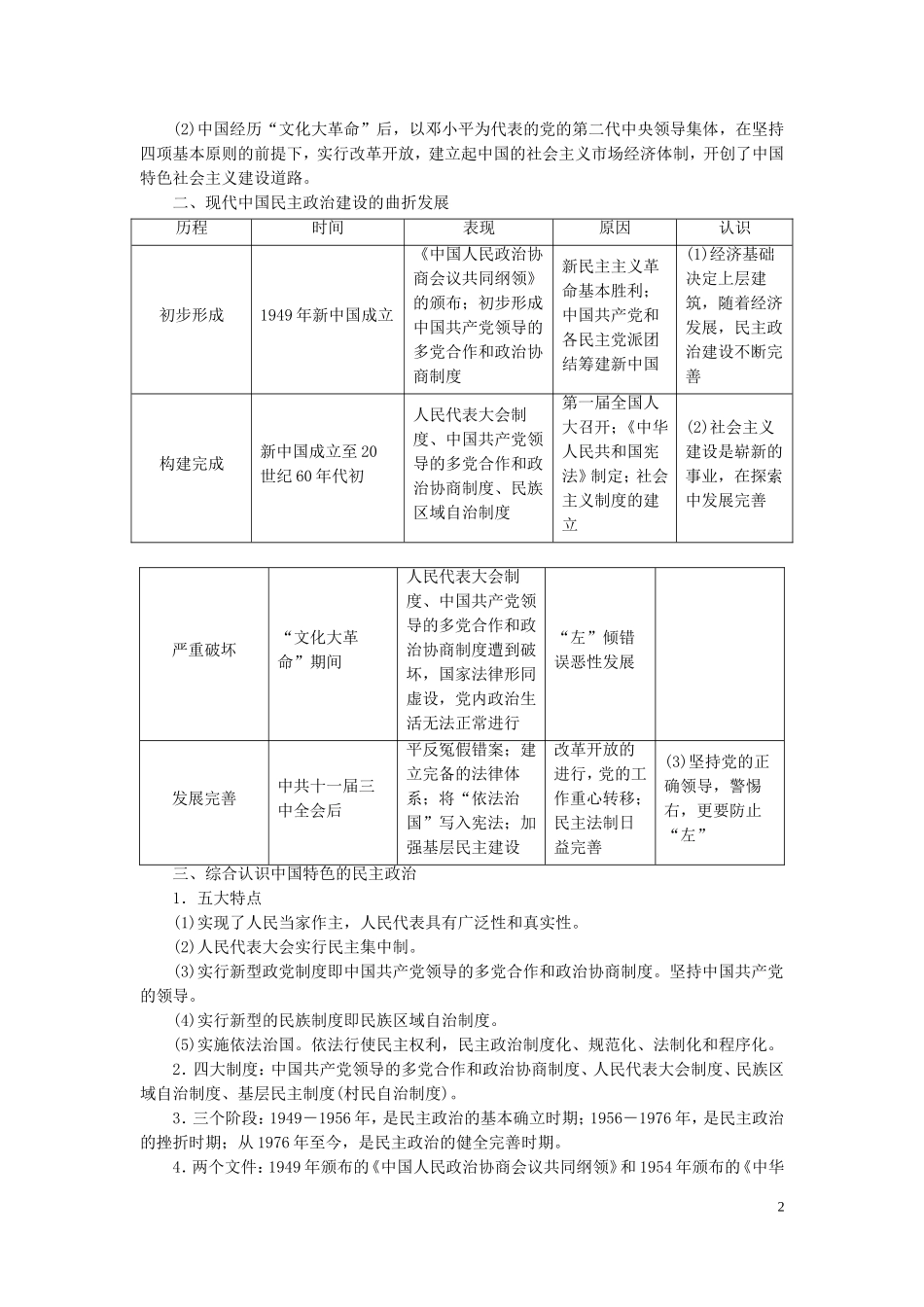 （江苏专用）高考历史一轮复习 模块1 第4单元 科学社会主义理论和实践及现代中国的政治建设与祖国统一单元综合提升教学案-人教版高三全册历史教学案_第2页