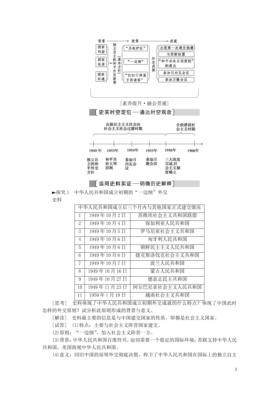 （江苏专用）高考历史一轮复习 模块1 第5单元 现代中国的对外关系和当今世界政治格局的多极化趋势 第10讲 现代中国的对外关系教学案-人教版高三全册历史教学案_第3页