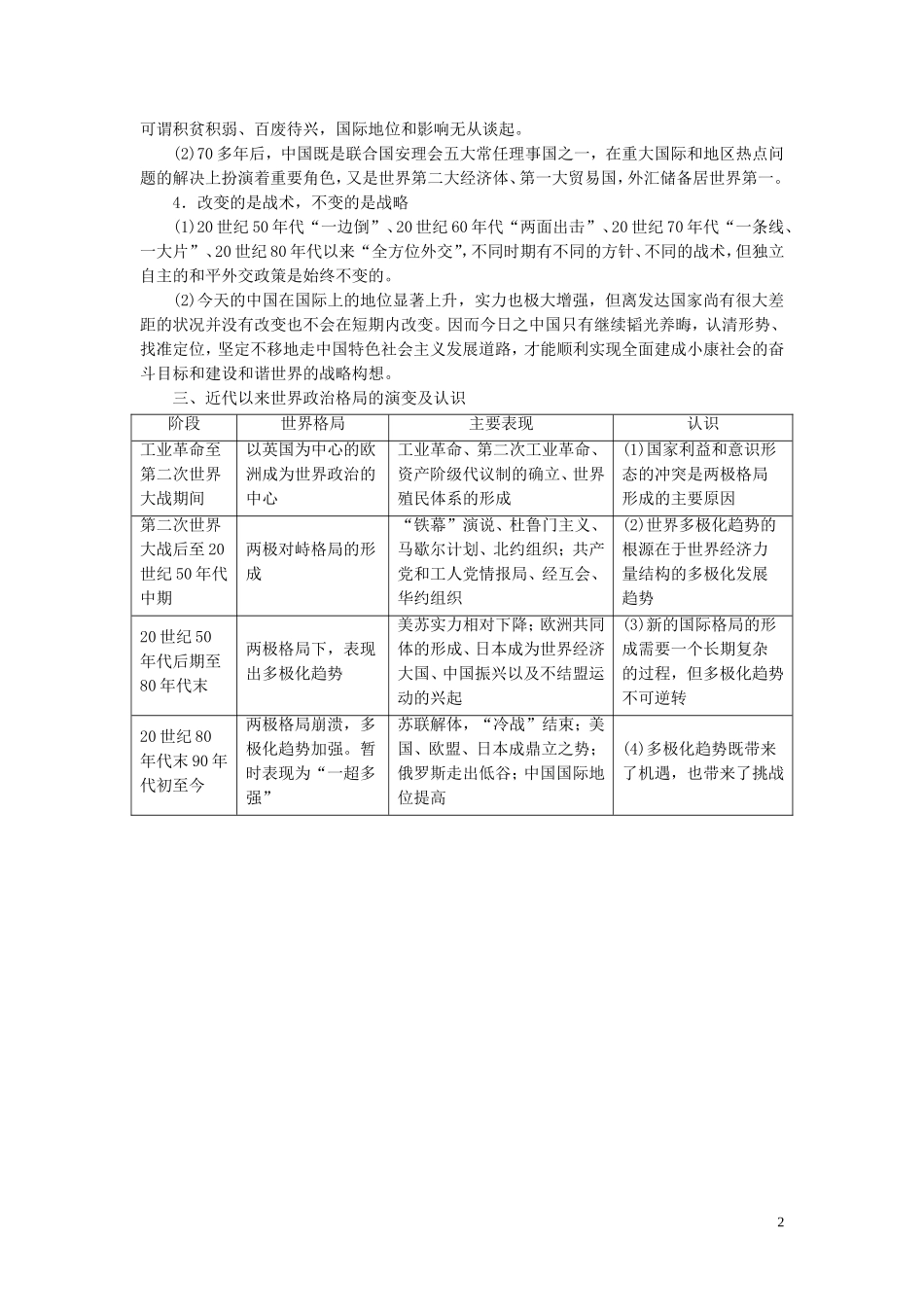 （江苏专用）高考历史一轮复习 模块1 第5单元 现代中国的对外关系和当今世界政治格局的多极化趋势单元综合提升教学案-人教版高三全册历史教学案_第2页