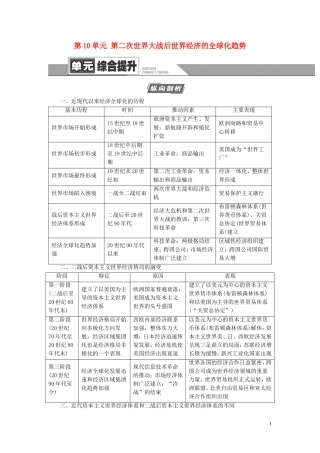 （江苏专用）高考历史一轮复习 模块2 第10单元 第二次世界大战后世界经济的全球化趋势单元综合提升教学案-人教版高三全册历史教学案
