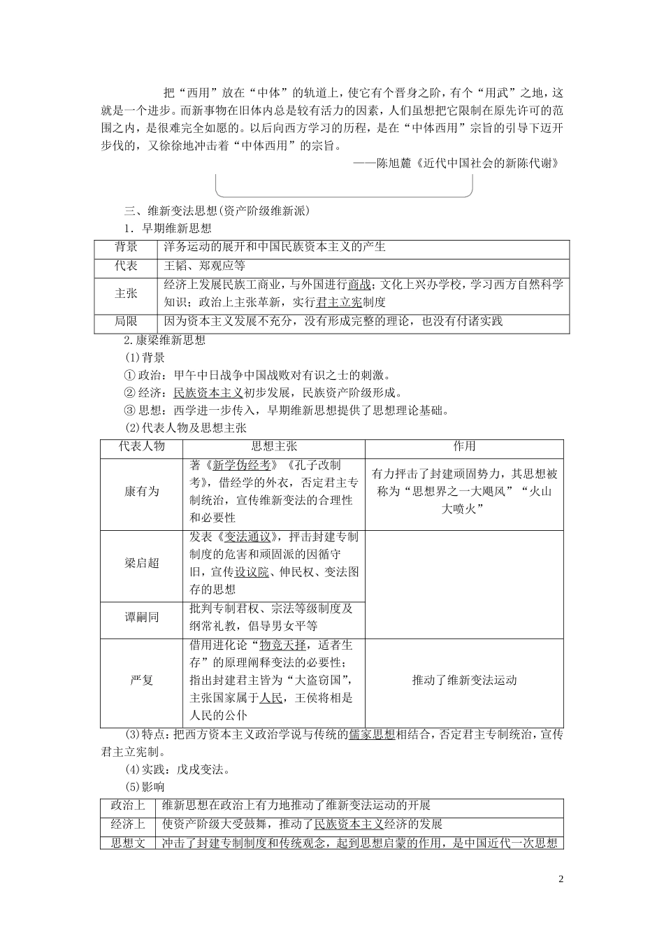 （江苏专用）高考历史一轮复习 模块3 第13单元 近现代中国的思想解放潮流、理论成果 第26讲 近代中国的思想解放潮流教学案-人教版高三全册历史教学案_第2页